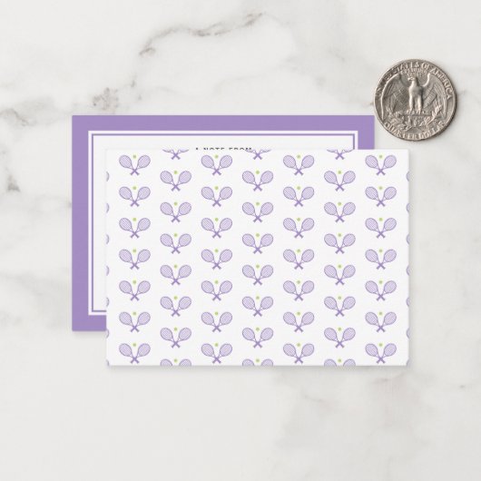 Aangepaste Tennis Patroon Aangepaste naam Tennis Notitiekaartje (Voorkant / Achterkant in situ)