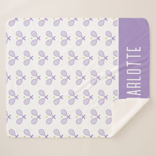 Aangepaste Tennis Patroon Aangepaste naam Tennis Sherpa Deken (Voorkant (horizontaal))