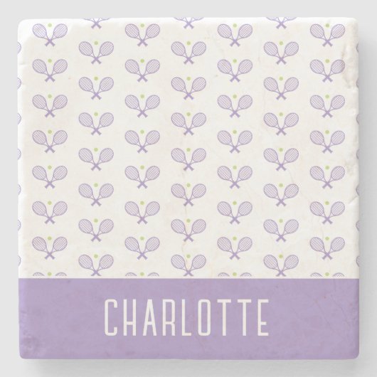 Aangepaste Tennis Patroon Aangepaste naam Tennis Stenen Onderzetter (Voorkant)