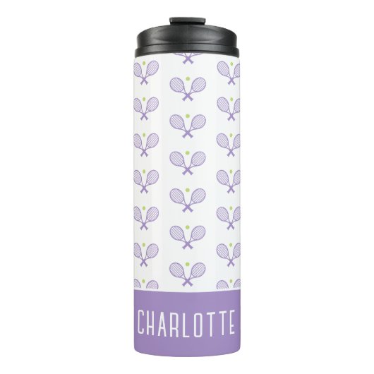 Aangepaste Tennis Patroon Aangepaste naam Tennis Thermosbeker (Voorkant)