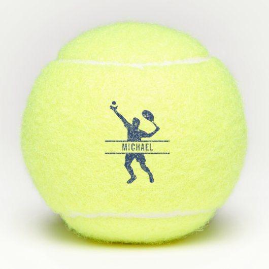 Aangepaste Tennis Player Aangepaste blauwe naam Tennisballen (Voorkant)