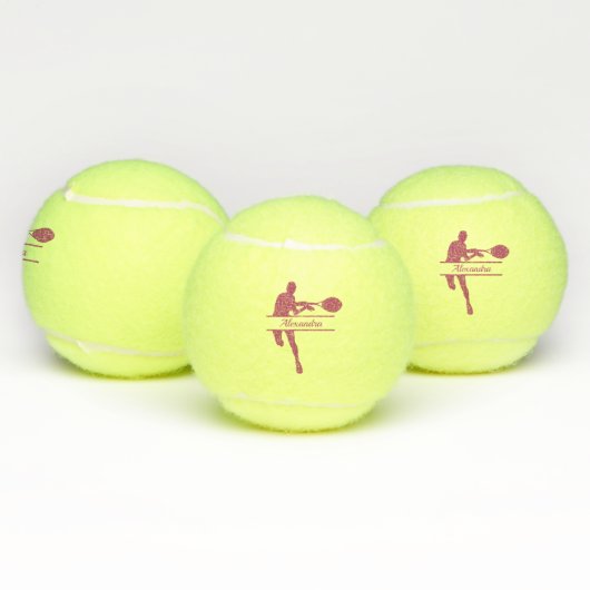 Aangepaste Tennis Player Aangepaste roze naam Tennisballen (Multi)