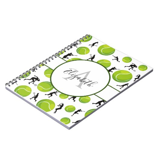 Aangepaste Tennis Player-coach Jouw naam toevoegen Notitieboek (Linkerzijde)