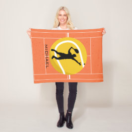 Aangepaste Tennis Player-coach voor het bedienen v Fleece Deken