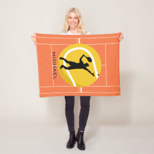 Aangepaste Tennis Player-coach voor het bedienen v Fleece Deken