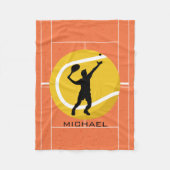 Aangepaste Tennis Player-coach voor het bedienen v Fleece Deken (Voorkant)