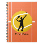 Aangepaste Tennis Player-coach voor het bedienen v Notitieboek (Voorkant)
