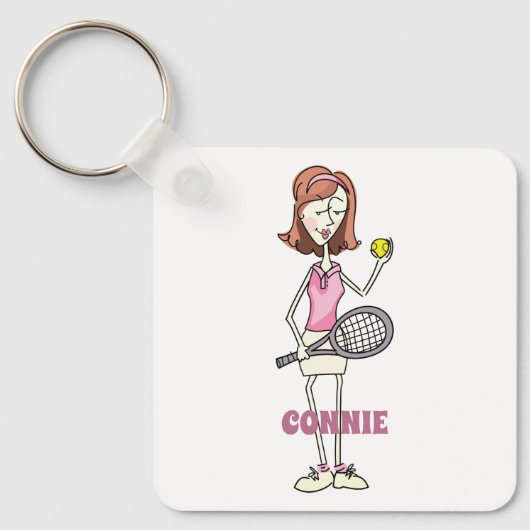 Aangepaste Tennis Player Sleutelhanger (Voorkant)