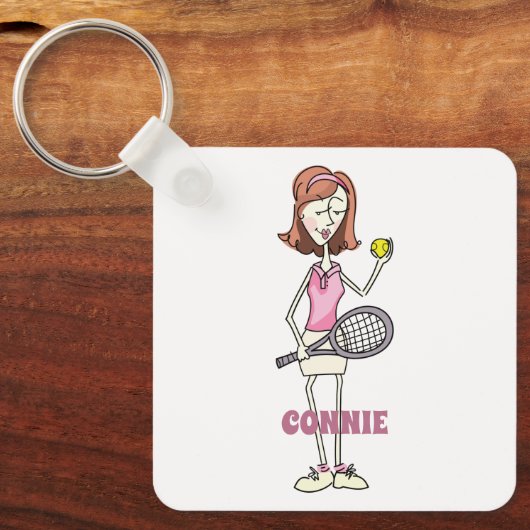 Aangepaste Tennis Player Sleutelhanger (Voorkant)