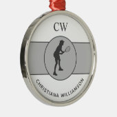 Aangepaste Tennis Player Tennis Girl Cadeaucode Metalen Ornament (Rechts)