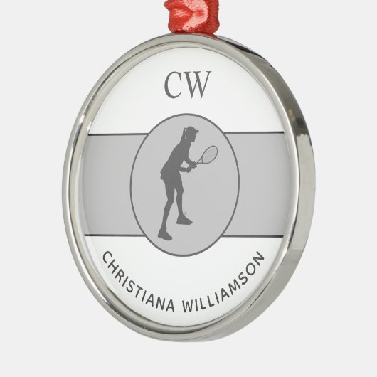 Aangepaste Tennis Player Tennis Girl Cadeaucode Metalen Ornament (Links)