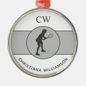 Aangepaste Tennis Player Tennis Girl Cadeaucode Metalen Ornament (Voorkant)