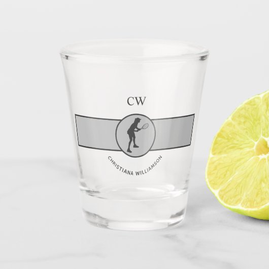 Aangepaste Tennis Player Tennis Girl Cadeaucode Shot Glas (Voorkant)