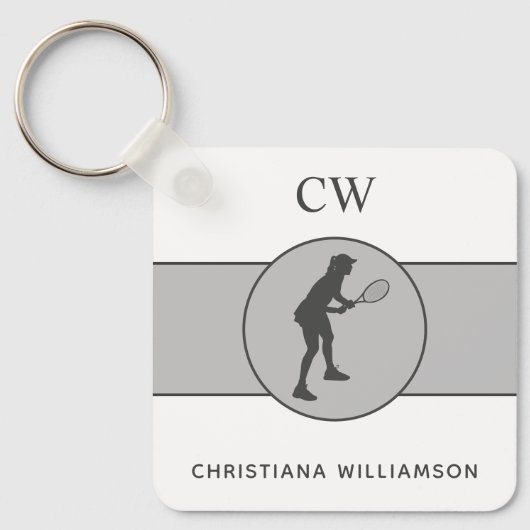 Aangepaste Tennis Player Tennis Girl Cadeaucode Sleutelhanger (Voorkant)