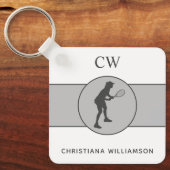 Aangepaste Tennis Player Tennis Girl Cadeaucode Sleutelhanger (Voorkant)