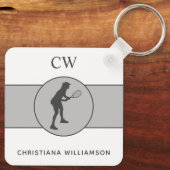 Aangepaste Tennis Player Tennis Girl Cadeaucode Sleutelhanger (Achterkant)