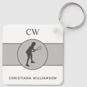 Aangepaste Tennis Player Tennis Girl Cadeaucode Sleutelhanger (Achterkant)