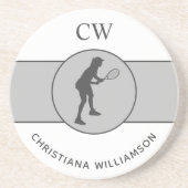 Aangepaste Tennis Player Tennis Girl Cadeaucode Zandsteen Onderzetter (Voorkant)