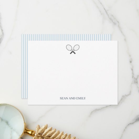 Aangepaste Tennis Racket Logo Nautisch Briefpapier Bedankkaart (Voorkant / Achterkant in situ)