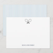 Aangepaste Tennis Racket Logo Nautisch Briefpapier Bedankkaart (Voorkant / Achterkant)