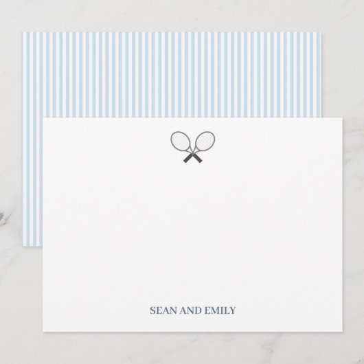 Aangepaste Tennis Racket Logo Nautisch Briefpapier Bedankkaart (Voorkant / Achterkant)