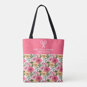 Aangepaste Tennis-racks van roze Floral Pattern Tote Bag