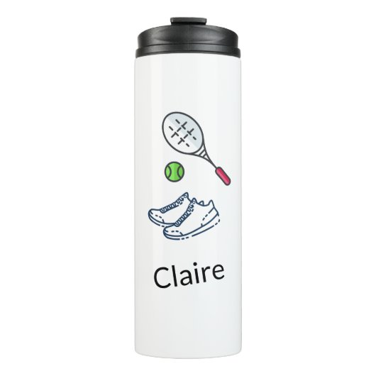 Aangepaste Tennis-schoenen, rackset en Green Ball  Thermosbeker (Voorkant)