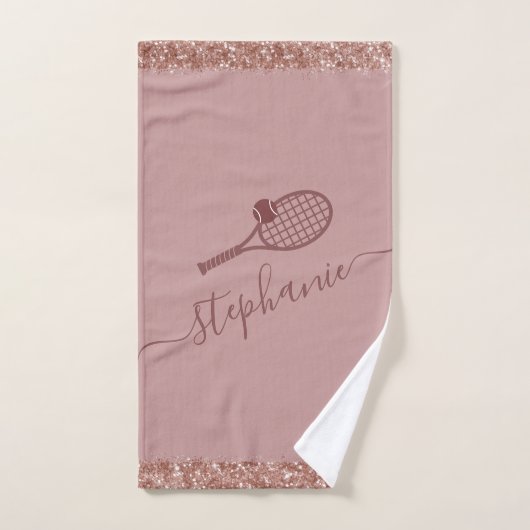 Aangepaste Tennis Script Name Mauve Glitter Handdoek (Handdoek)