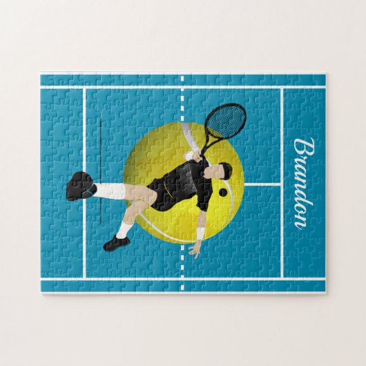 Aangepaste Tennis Speler Hof Jigsaw Puzzel (Horizontaal)