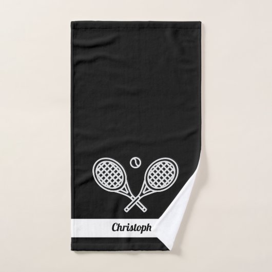 Aangepaste Tennis Thema Monogram Naam Tennisbal Handdoek (Handdoek)