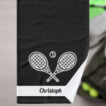 Aangepaste Tennis Thema Monogram Naam Tennisbal Handdoek<br><div class="desc">Introductie van onze Custom Tennis Thema Monogrammed Naam Tennis Ball Handdoek, speciaal ontworpen voor tennisliefhebbers. Deze handdoek is perfect voor enkele spelers, dubbelteams en zelfs coaches. Met zijn strakke zwart-witte kleurenschema, de handdoek beschikt over een prominente tennisbal en racket icoon logo, het toevoegen van een stijlvolle touch aan uw tennisuitrusting....</div>