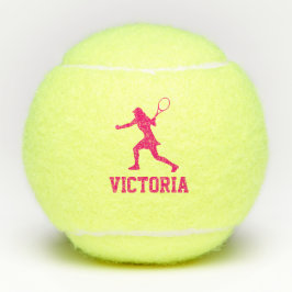 Aangepaste tennisballen met roze vrouwelijke silho