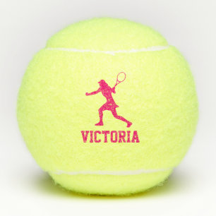 Aangepaste tennisballen met roze vrouwelijke silho