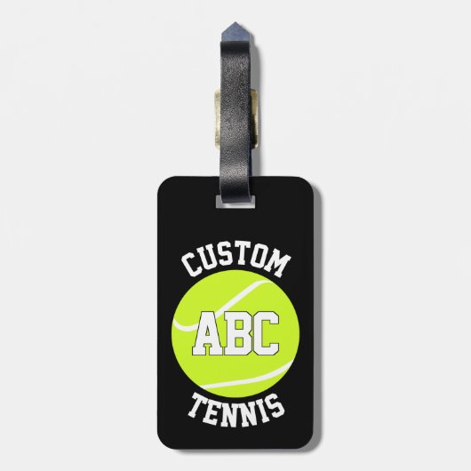 Aangepaste tennisteamnaam & afspeelletters Initial Bagagelabel (Achterkant verticaal)