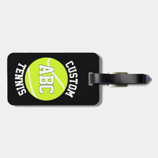 Aangepaste tennisteamnaam & afspeelletters Initial Bagagelabel (Achterkant horizontaal)