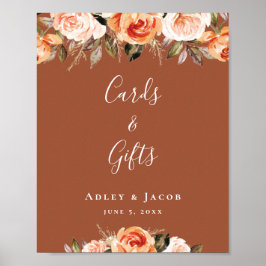 Aangepaste Terracotta Boho Floral Wedding Sign Poster