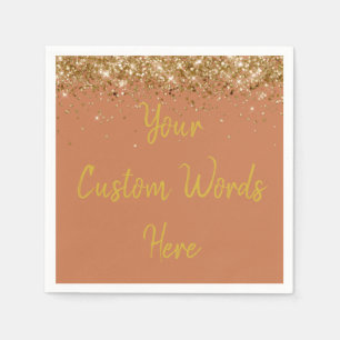 Aangepaste Terracotta Klei Gouden Glitter Verjaard Servet