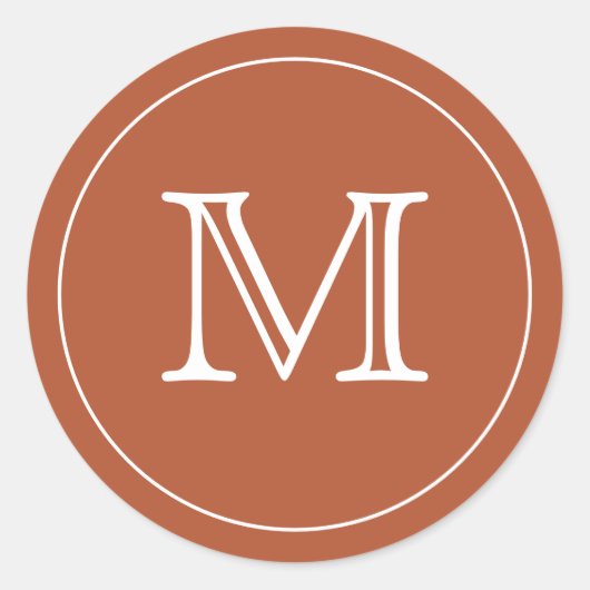 Aangepaste TERRACOTTA whitMonogram Ronde Sticker (Voorkant)