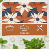 Aangepaste Terracotta Witte Bloemen Elegant Theedoek (Gevouwen)