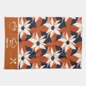 Aangepaste Terracotta Witte Bloemen Elegant Theedoek (Horizontaal)