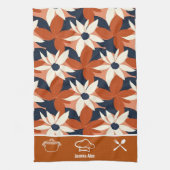 Aangepaste Terracotta Witte Bloemen Elegant Theedoek (Verticaal)