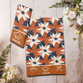 Aangepaste Terracotta Witte Bloemen Elegant Theedoek