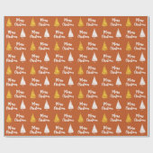 Aangepaste Terracotta Witte Gouden Kerstboom Cadeaupapier (Vlak)