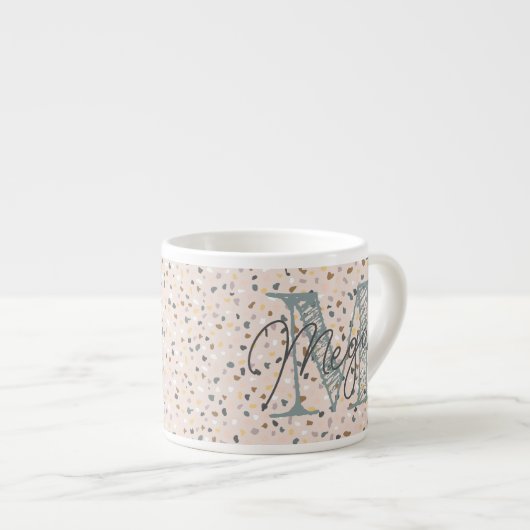 Aangepaste Terrazzo Monogram Espresso Mok (Voorkant rechts)