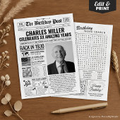 Aangepaste Terug in 1930 krant Verjaardag Kaart, T Feestdagenkaart