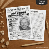 Aangepaste Terug in 1957 krant Verjaardag Kaart, T Feestdagenkaart