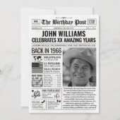 Aangepaste 'Terug in 1966' Kranten Verjaardagskaar Feestdagenkaart (Voorkant)