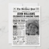 Aangepaste Terug in 1969 krant Verjaardag Kaart, T Feestdagenkaart (Voorkant)