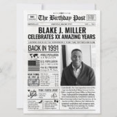 Aangepaste Terug in 1991 krant Verjaardag Kaart, T Feestdagenkaart (Voorkant)