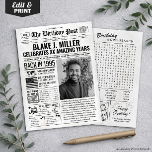 Aangepaste Terug in 1995 krant Verjaardag Kaart, T Feestdagenkaart